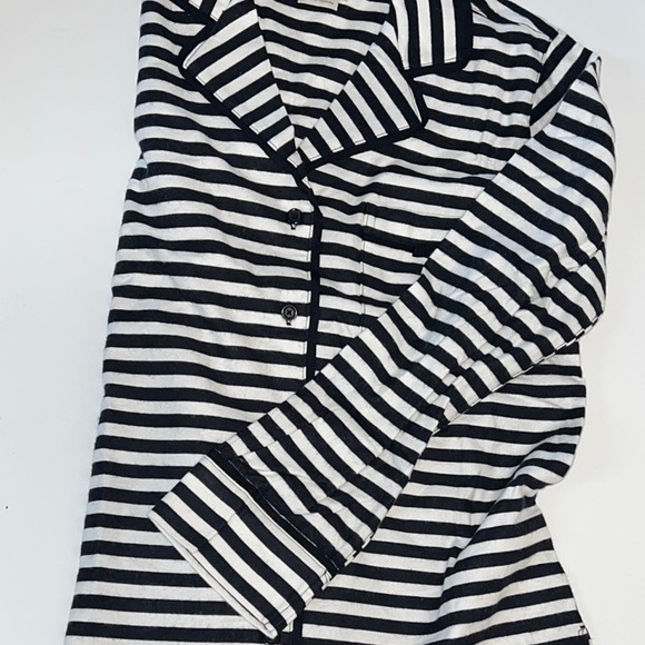 Kate Spade Black & White Striped Brushed Twill Pajama Set | NWOT | - Picture 6 of 11